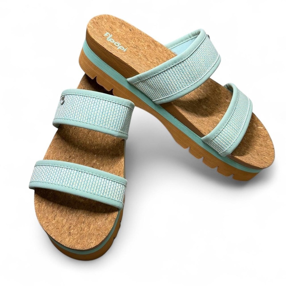 Floopi Women's Ribbed Knit Wedge Slide Sandals Size 10